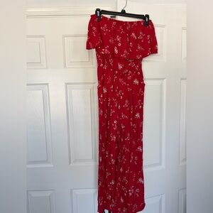 Hollister Red Floral Jumpsuit